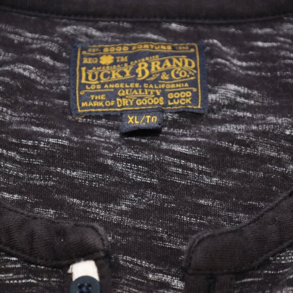 Lucky Brand Henley Shirt Mens XL Gray Heather Casual Long‎ Sleeve Pullover Tee - Picture 3 of 8